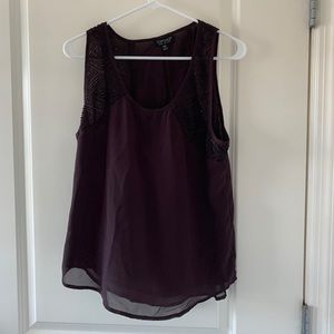 Topshop Purple Sheer Beaded Tank, size 6